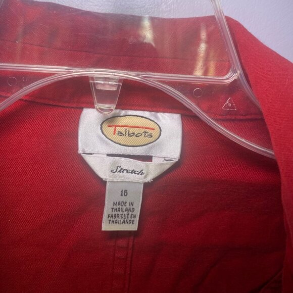 Talbots Womens Red Button-Up Jacket With Pockets Sz 16 Stretchy - Picture 8 of 9